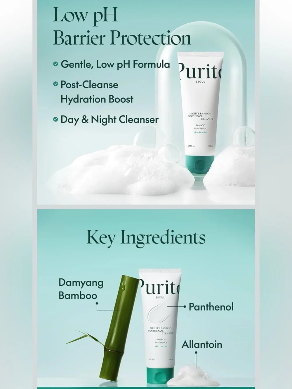 Purito Mighty Bamboo Panthenol Cleanser - Green Gradient Box NIB